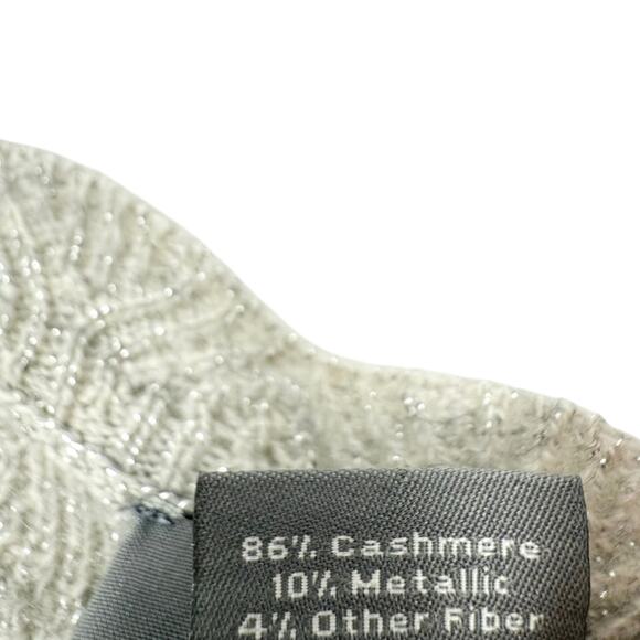 Ann Taylor Medium CASHMERE Sparkly Gray Silver Sweater Shirt Top Christmas - Picture 7 of 8